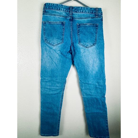 Forever 21 Men's Moto Distressed Skinny Jeans, Sz 30 Vintage bBlue - Picture 2 of 7
